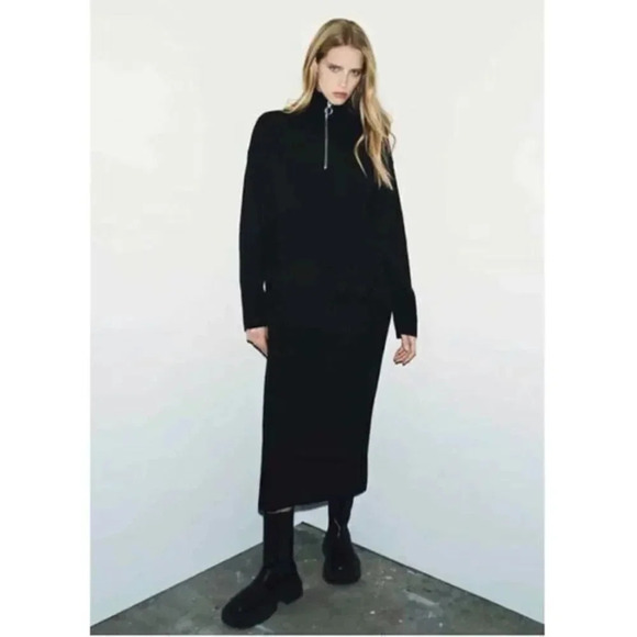 Zara KNIT DRESS WITH ZIPPER - Picture 1 of 9